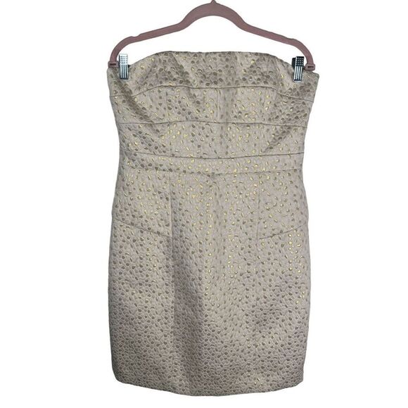 Cynthia Steffe Women's Diandra Metallic Dress Gold Cream Size 12 - Picture 1 of 9